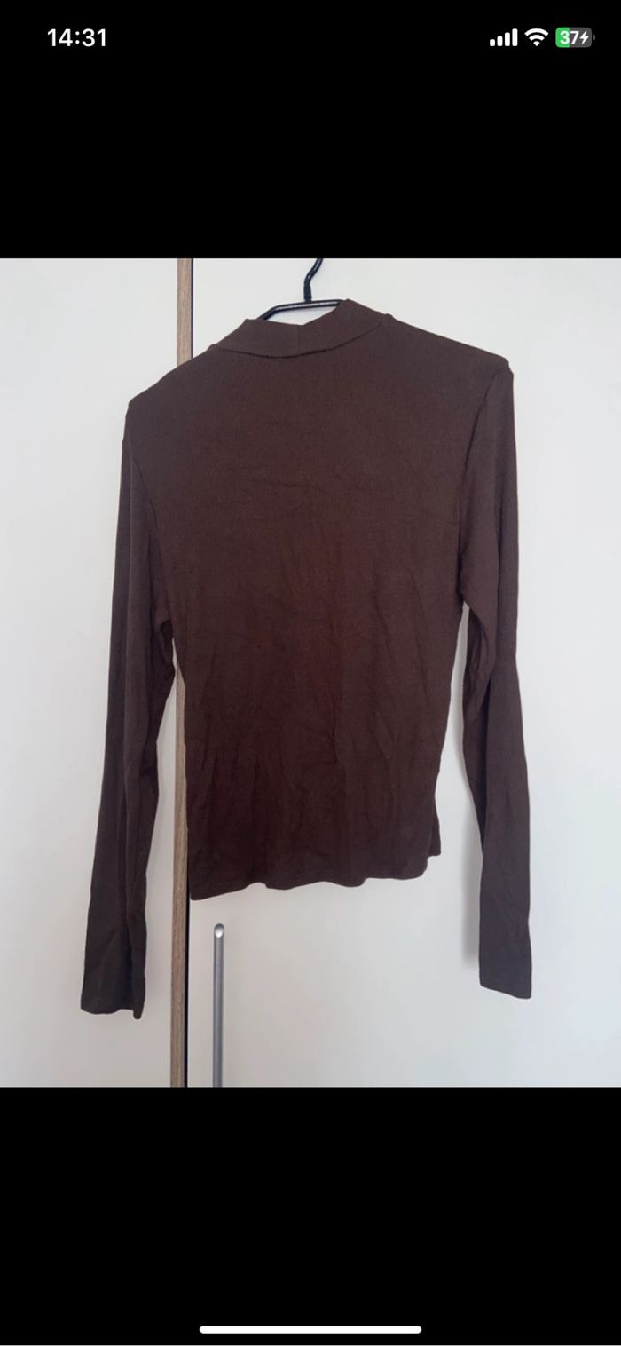 Pull marron détail doré - photo numéro 3