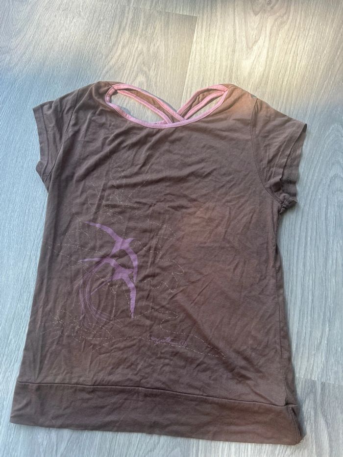 T shirt  marron oiseaux - photo numéro 4