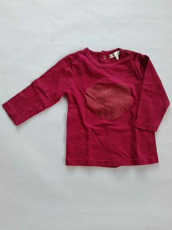 tee shirt rose bordeaux manches longues fille 6 mois