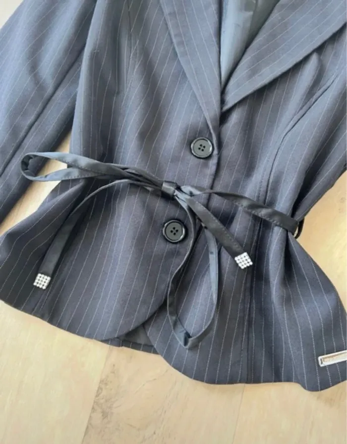 Blazer classique vintage avec ceinture - photo numéro 3