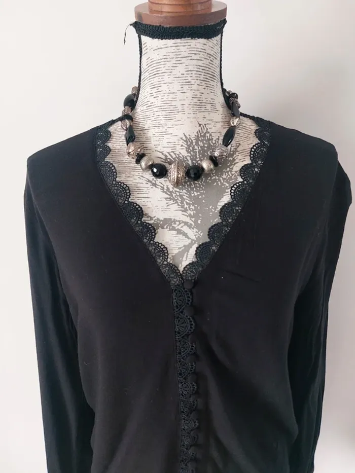 collier grosses perles noires et acier 🥳 - photo numéro 2