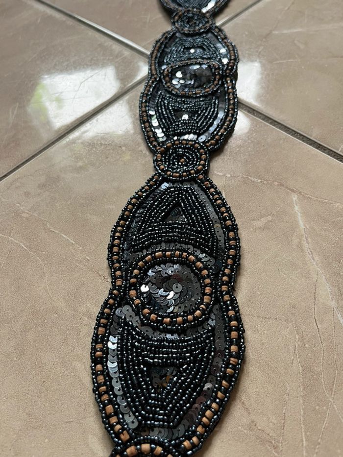 Ceinture perles fantaisie noir bleu