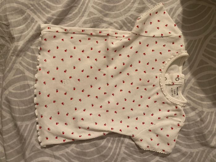 T shirt blanc côtelé cœur 18M