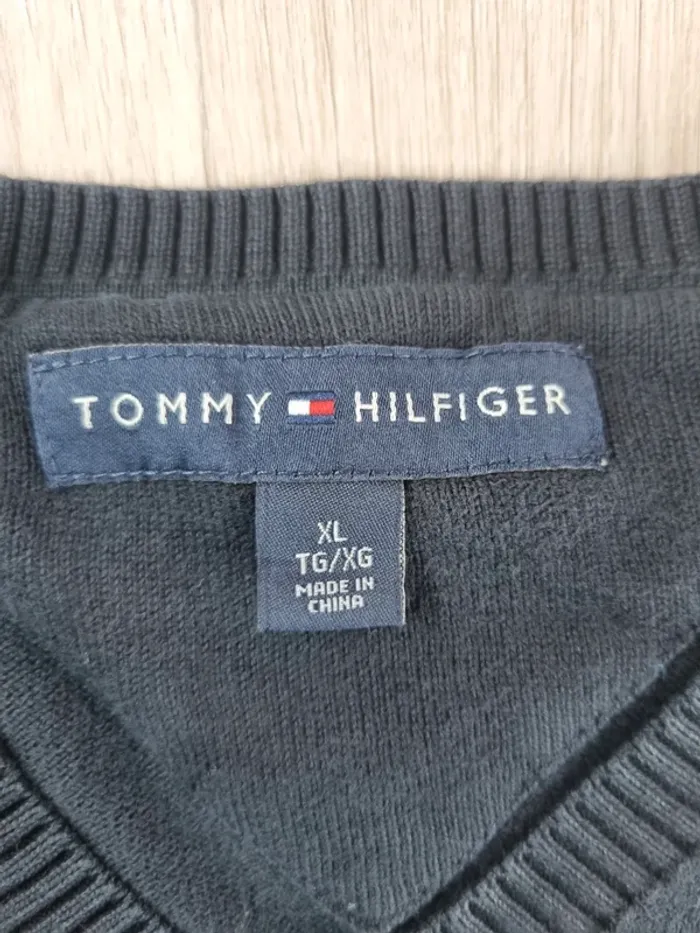 Pull a col V noir Tommy hilfiger Homme XL - photo numéro 2
