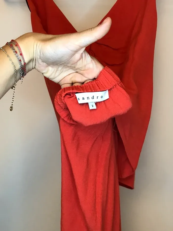 Robe orange fluide type soie Sandro taille 2 - photo numéro 5