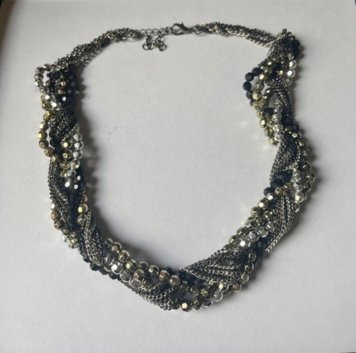 Joli collier fantaisie, noir gris G - photo numéro 4