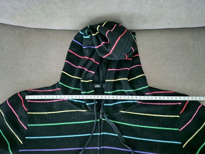 Sweat noir à capuche et rayures colorées Mim - photo numéro 8