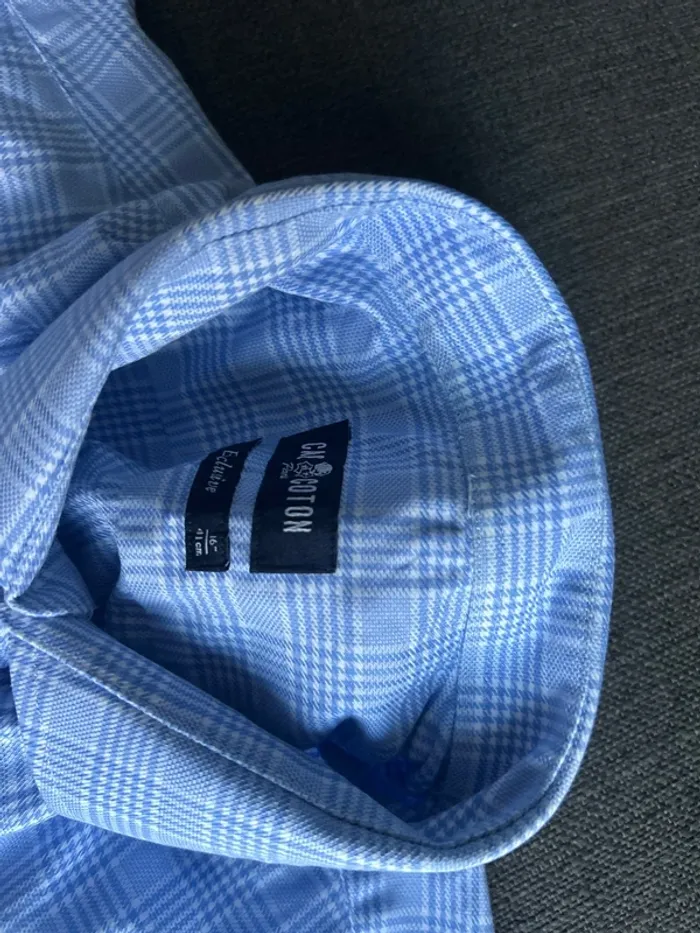 Chemise à carreaux homme, café coton, taille L - photo numéro 3