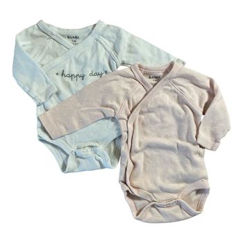 Kiabi Lot de 2 Bodies rose/blanc Taille 1 mois