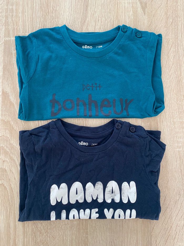 Lot de 2 t-shirt manches longues 12 mois
