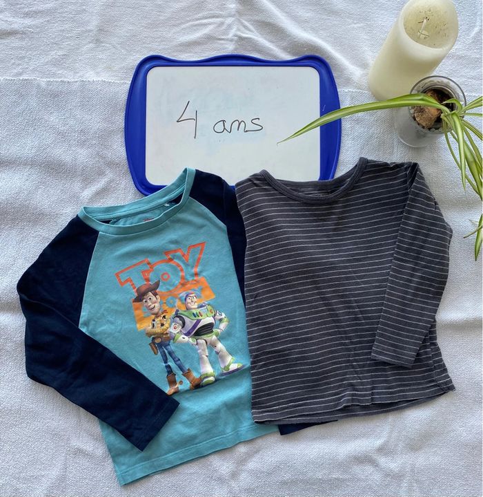 Lot de 2 T-shirts 👕 manches longues - 4 ans - Disney Toy Story, NKY - TBE