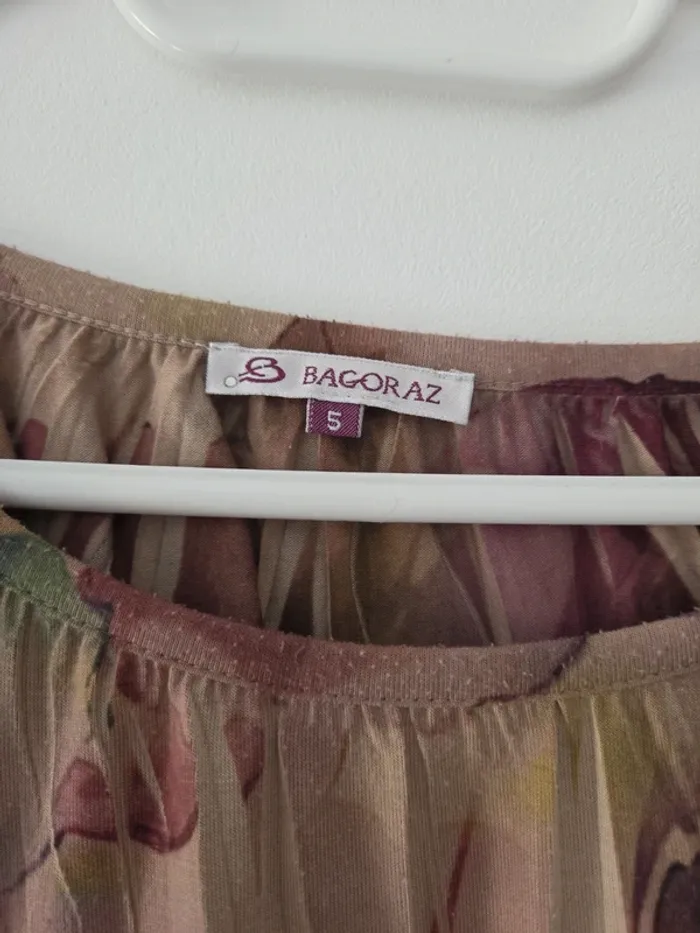 Tunique femme grande taille manche longue col rond beige motifs TBE taille 5 Bagoraz - photo numéro 2