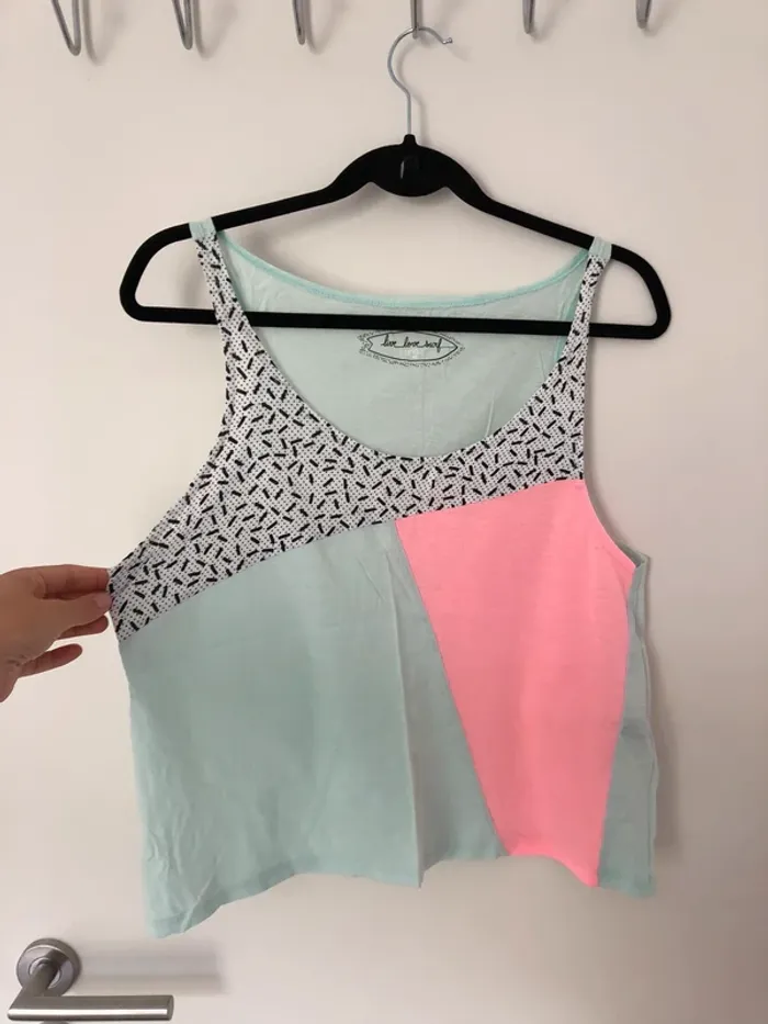 Débardeur bleu turquoise rose fluo Undiz taille M - photo numéro 5