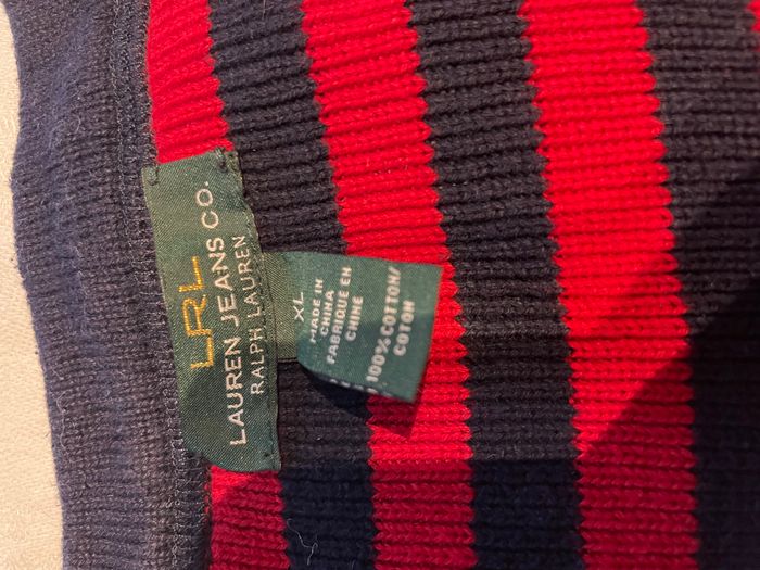 Pull Marin Rouge et Bleu Femme Ralph Lauren Taille XL - photo numéro 4