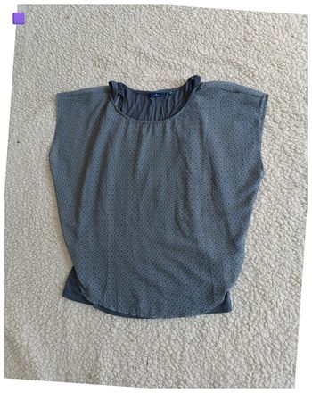 Haut Tom Tailor XS imprimé gris – style bohème décontracté voile leger