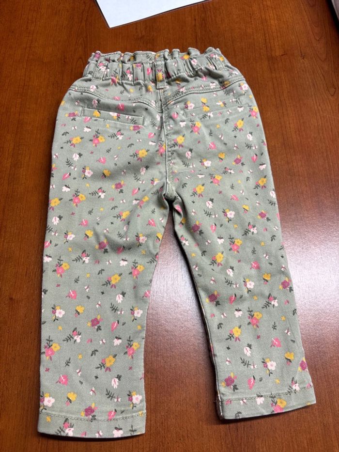 Pantalon jean vert fleuris - photo numéro 3