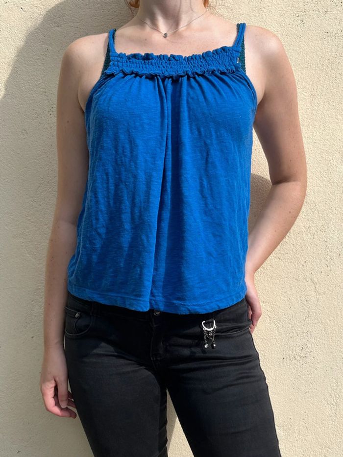 Débardeur ample plissé bleu électrique - photo numéro 4