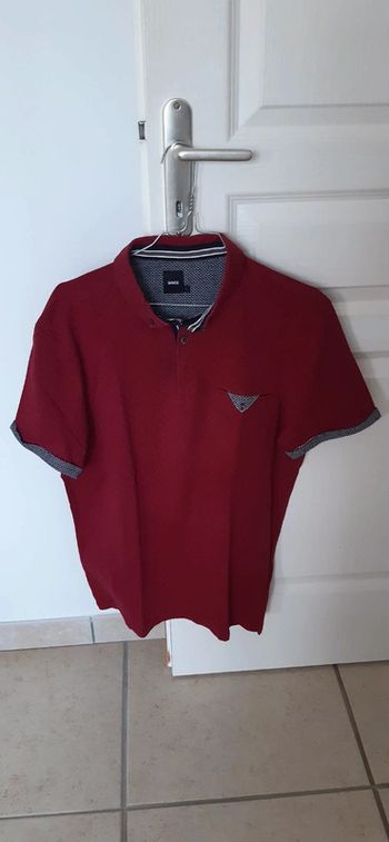 Polo rouge bordeaux manches courtes / Brice / taille L