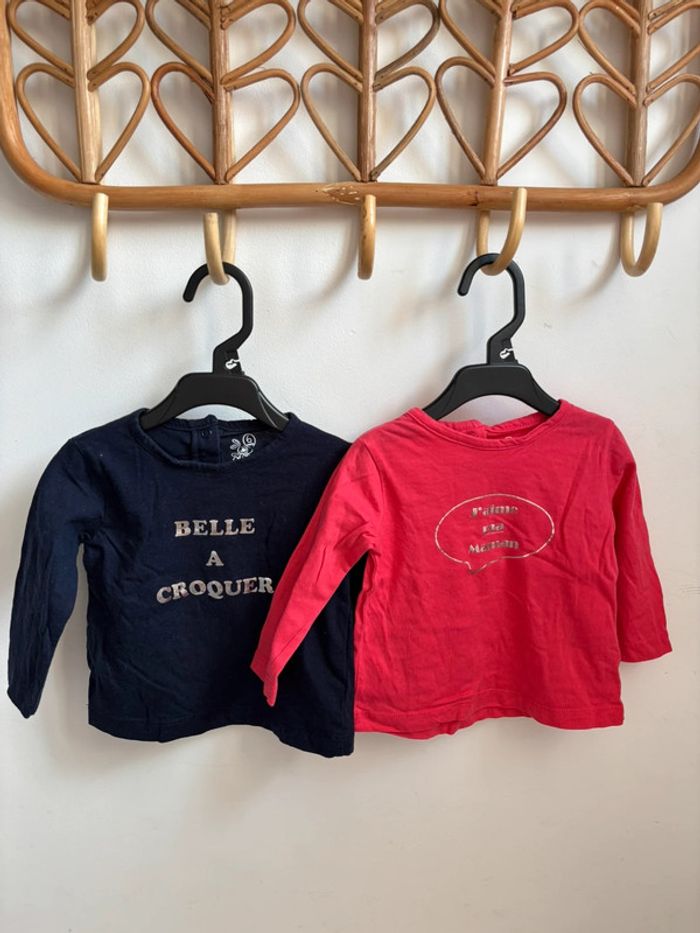 Lot 2 t-shirts manches longues 6 mois