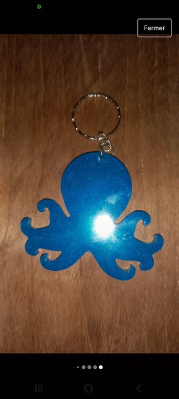 Porte clé pieuvre epoxy