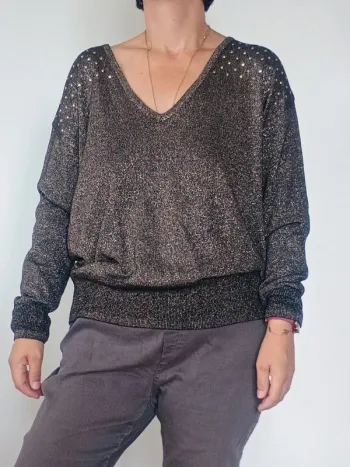 Pull large dos-nu pailleté M