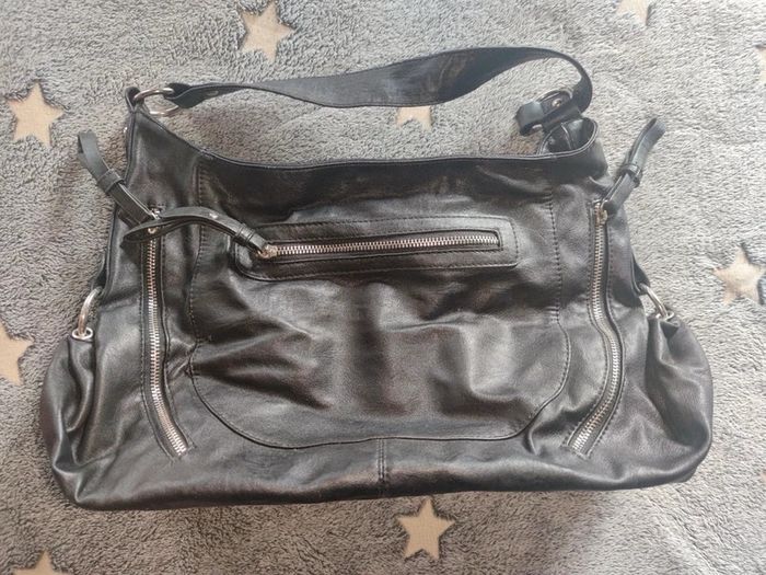 Sac a main simili cuir noir Mélanie