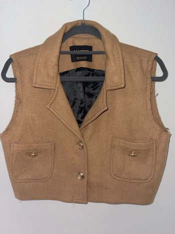 Veste sans manches camel VALERIO – Taille L – style blazer court