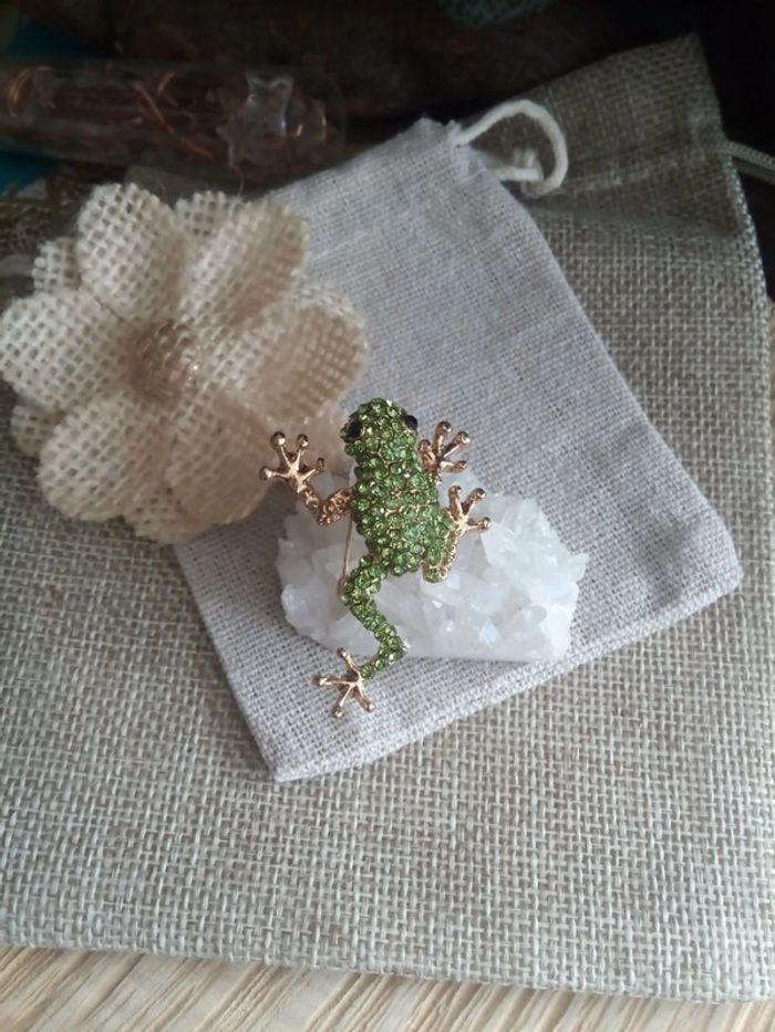 Broche grenouille verte