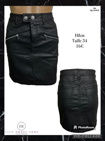 🖤 Jupe effet cuir noir h&m – Taille 34 SOLDÉ -50% 🖤