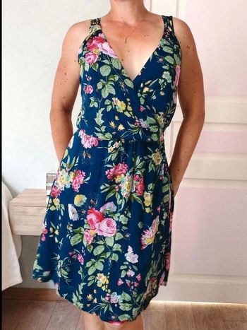 Robe Promod  - Bleue fleurie  -  38  -  Excellent état