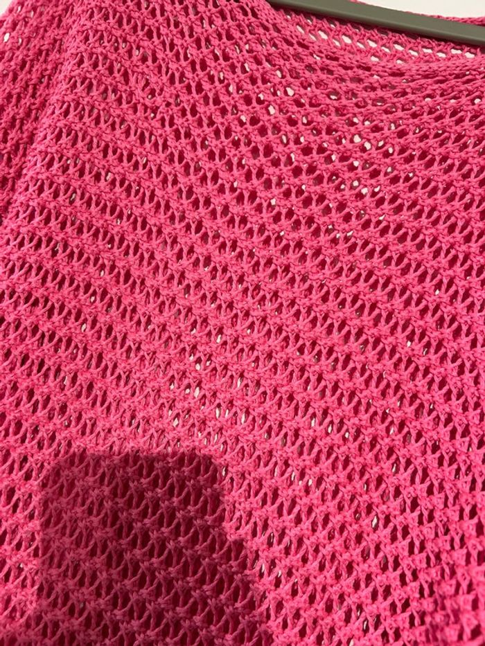 Pull femme maille ajourée taille S /36 fushia - photo numéro 2