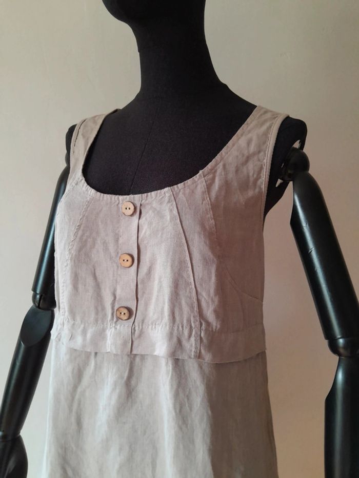 Robe en lin grise Longeur genoux col rond - photo numéro 7