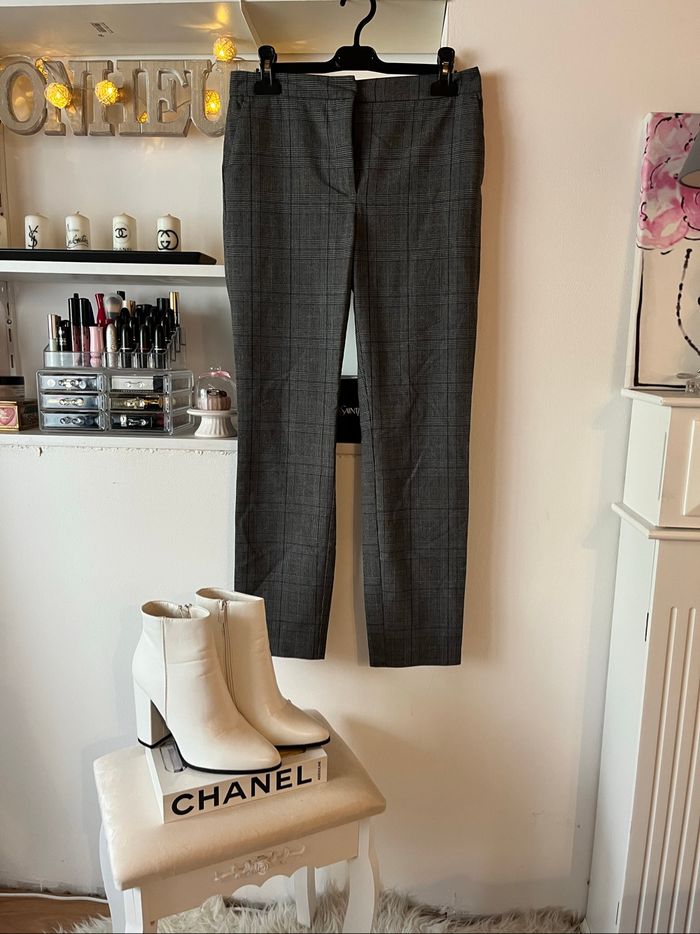 Pantalon chino à carreaux gris Zara Basic T.M TBE