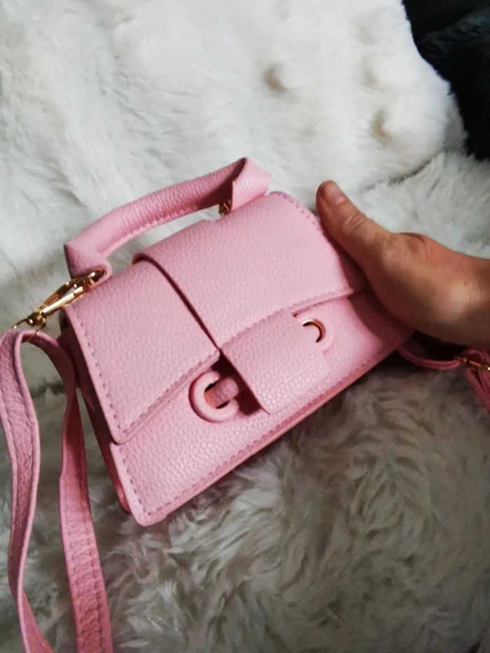 F106 petit sac bandoulière cuir rose - photo numéro 2