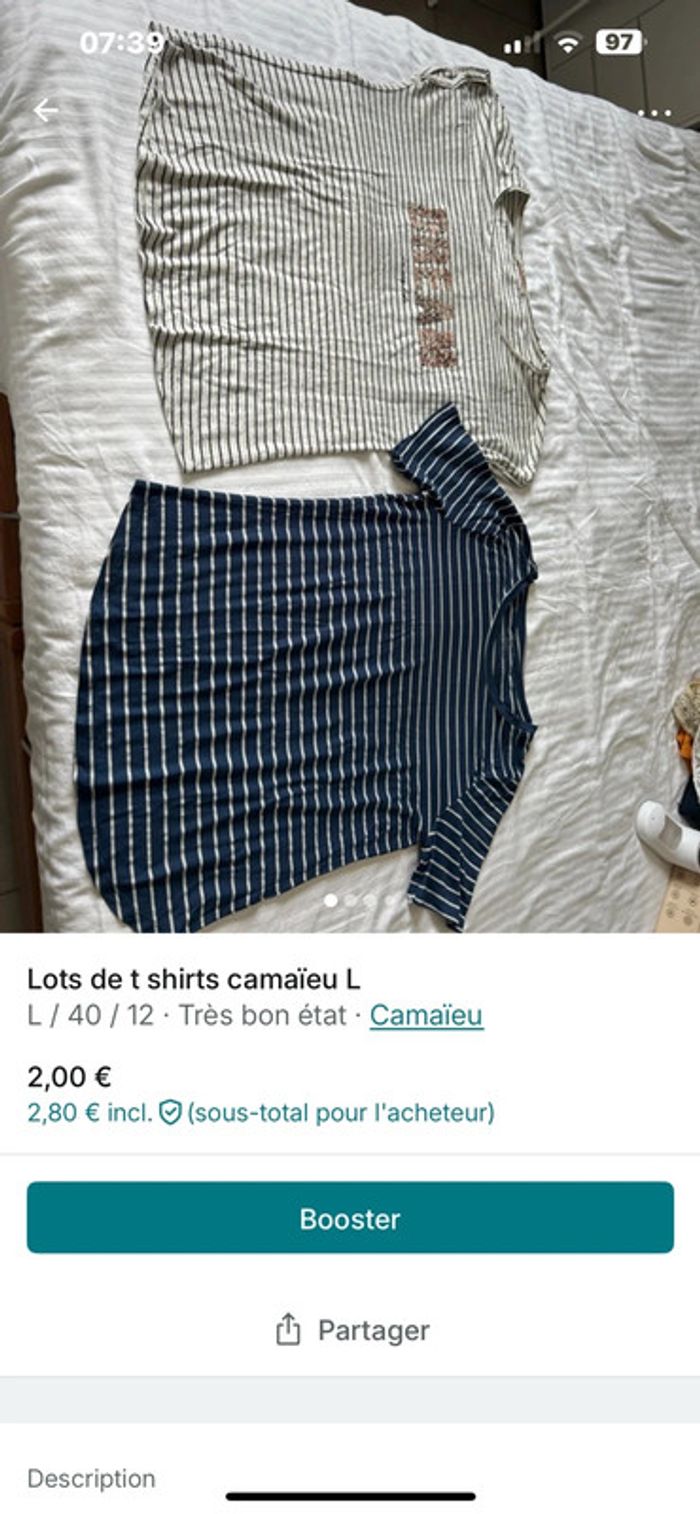 Lots de 2 t shirts ,2 pulls et 1 gilet en taille L - photo numéro 10
