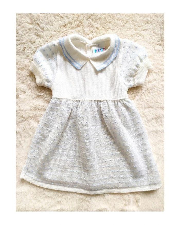 Robe bébé fille en maille manches courtes authentique vintage années 80