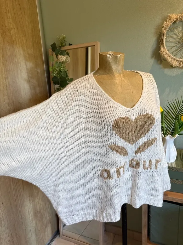 Très beau pull oversize avec amour doré femme - photo numéro 2