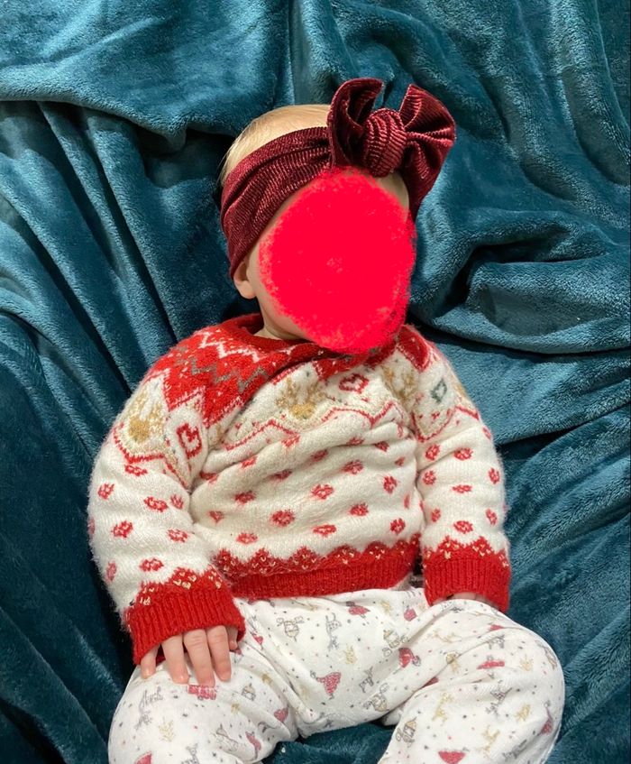 Pull de Noël vertbaudet bébé rennes cœurs mixte