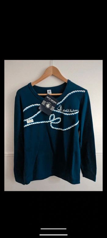 Sweat bleu marine 38 motif corde petit bateau