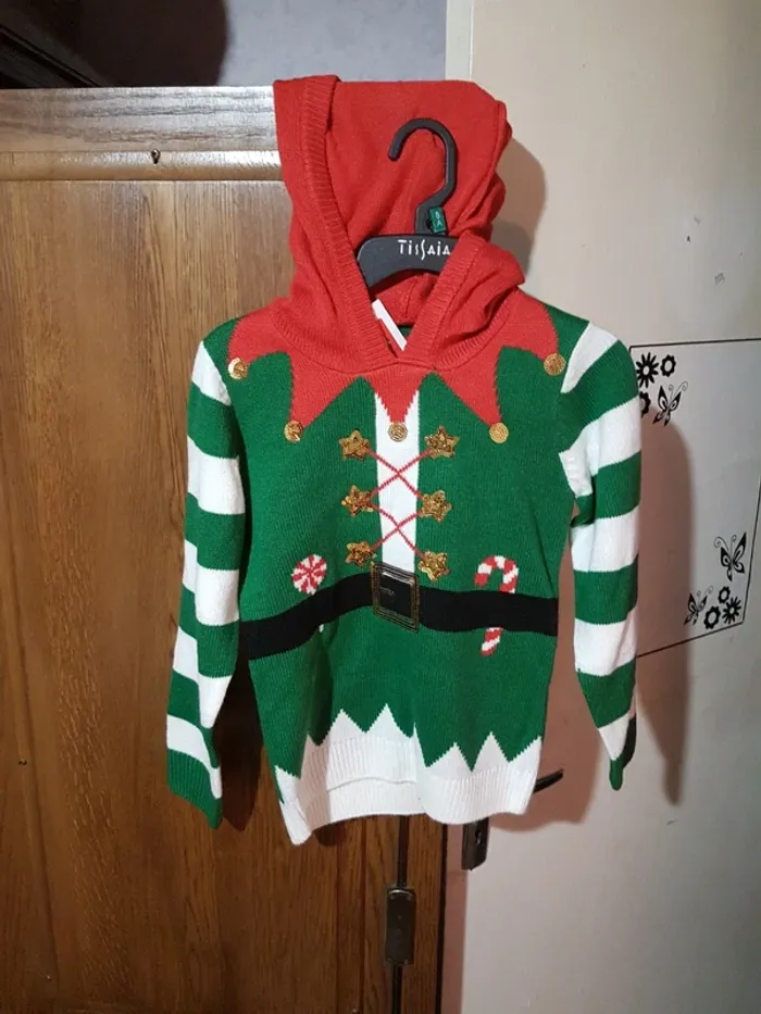 Pull de noël lutin fille 8 ans tissaia