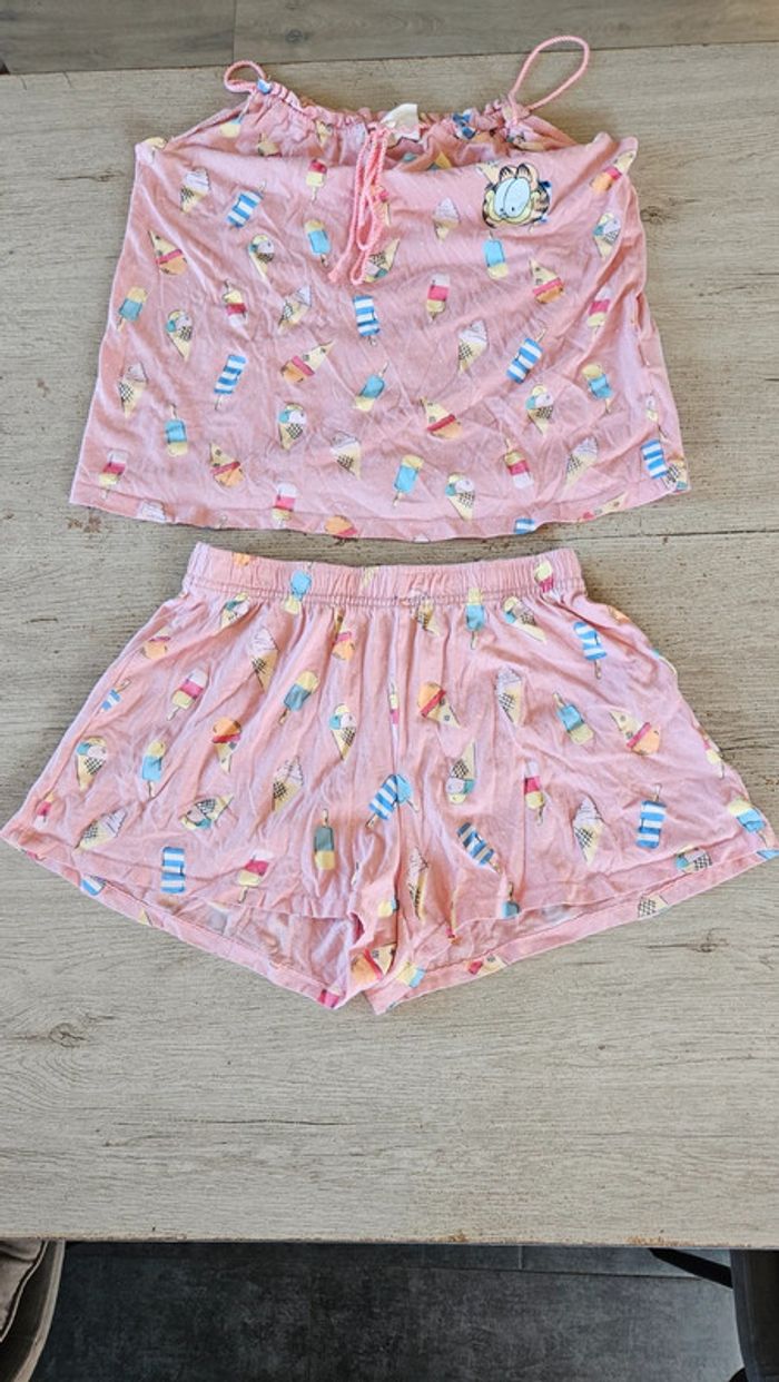 Pyjama 2 pièces rose trés clair Garfield, Women'secret, taille XS,peu mis - photo numéro 3