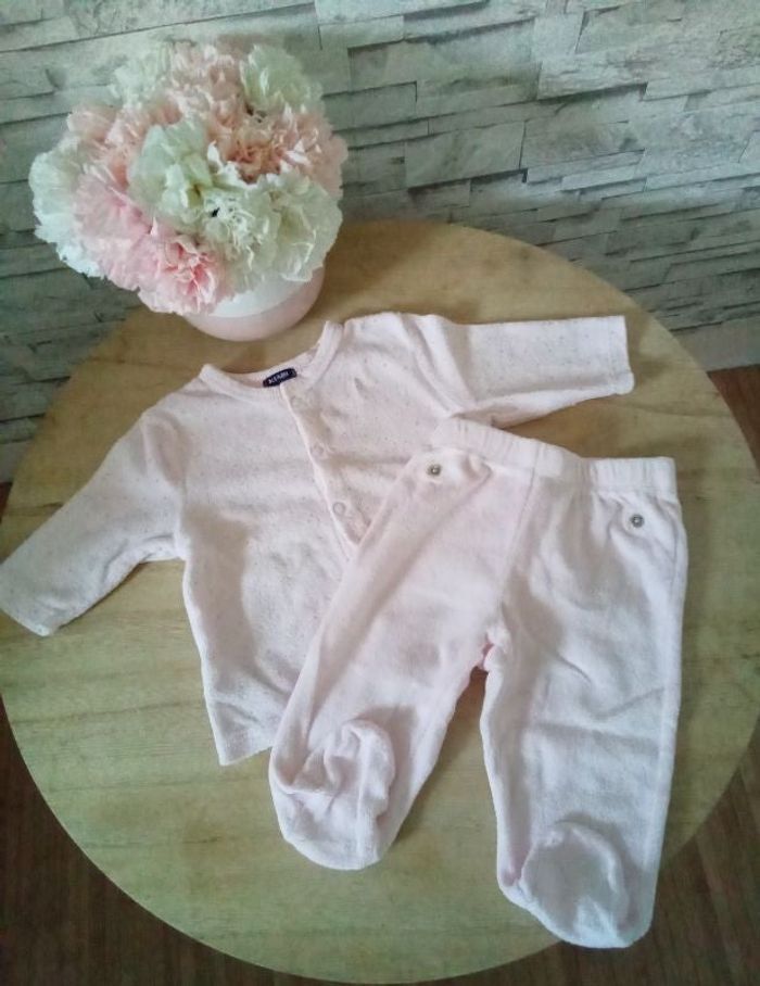 Babygro 2 pièces en velours Kiabi 3 mois - photo numéro 2
