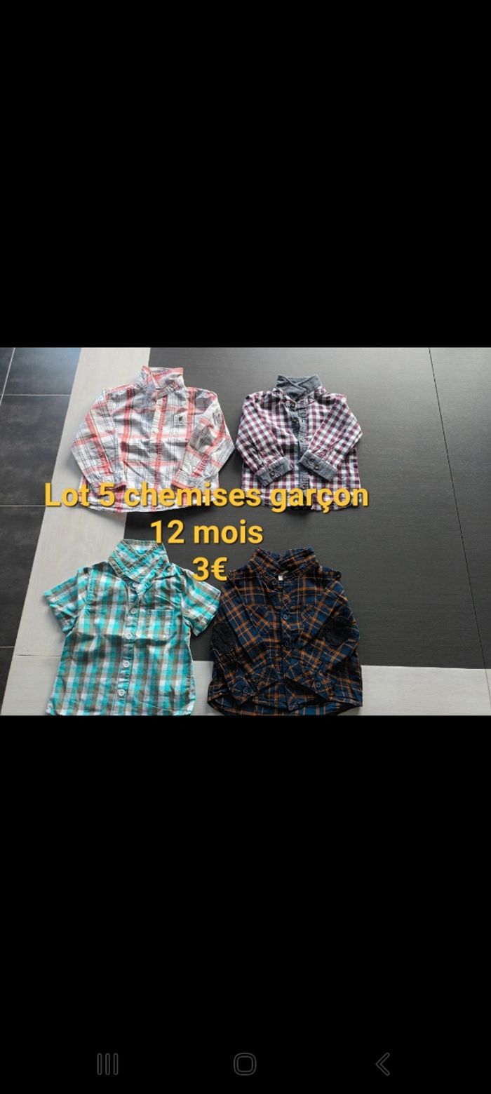 Lot 5 chemises garçon 12mois
