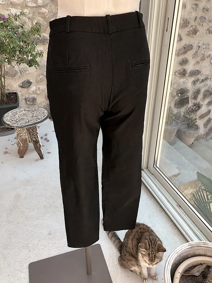 Mango - Pantalon ajusté noir simple tailleur smoking professionnel pro basique - photo numéro 3