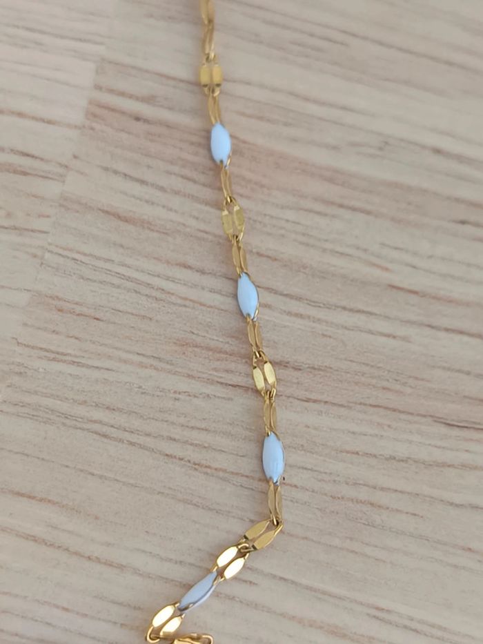 Collier points blancs acier inoxydable doré - photo numéro 4