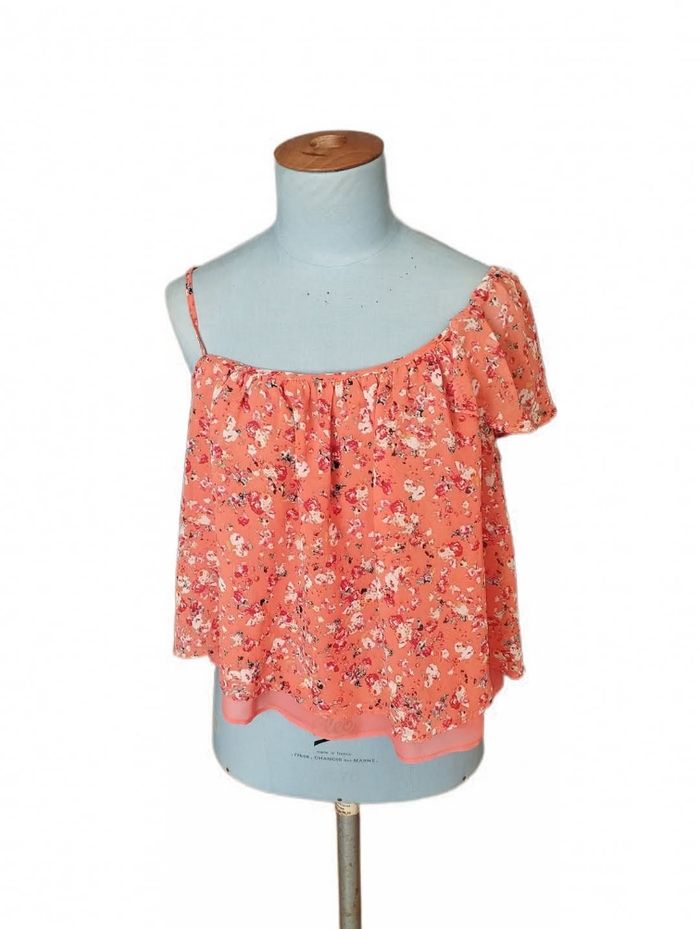 Taille 38 joli haut orange fleuri - photo numéro 4