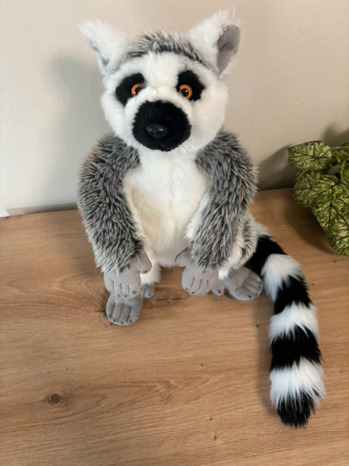 Peluche lémurien Maki gris blanc national geographic excellent état - photo numéro 2