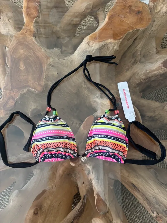 Haut de maillot de bain Banana Moon multicolore perle fluo