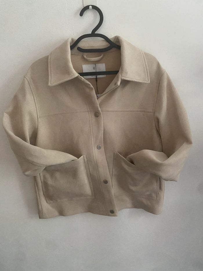 Veste douce effet daim beige clair - photo numéro 2