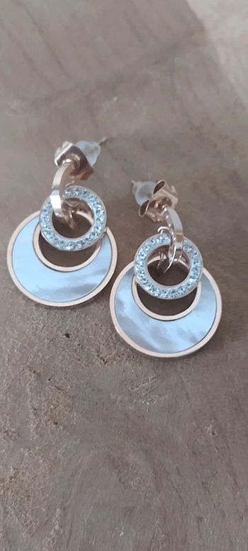 Boucles d'oreilles nacre et strass